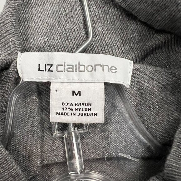 Liz Claiborne Women's Mock Neck Short Sleeve Sweater Gray Size Medium - Picture 8 of 8